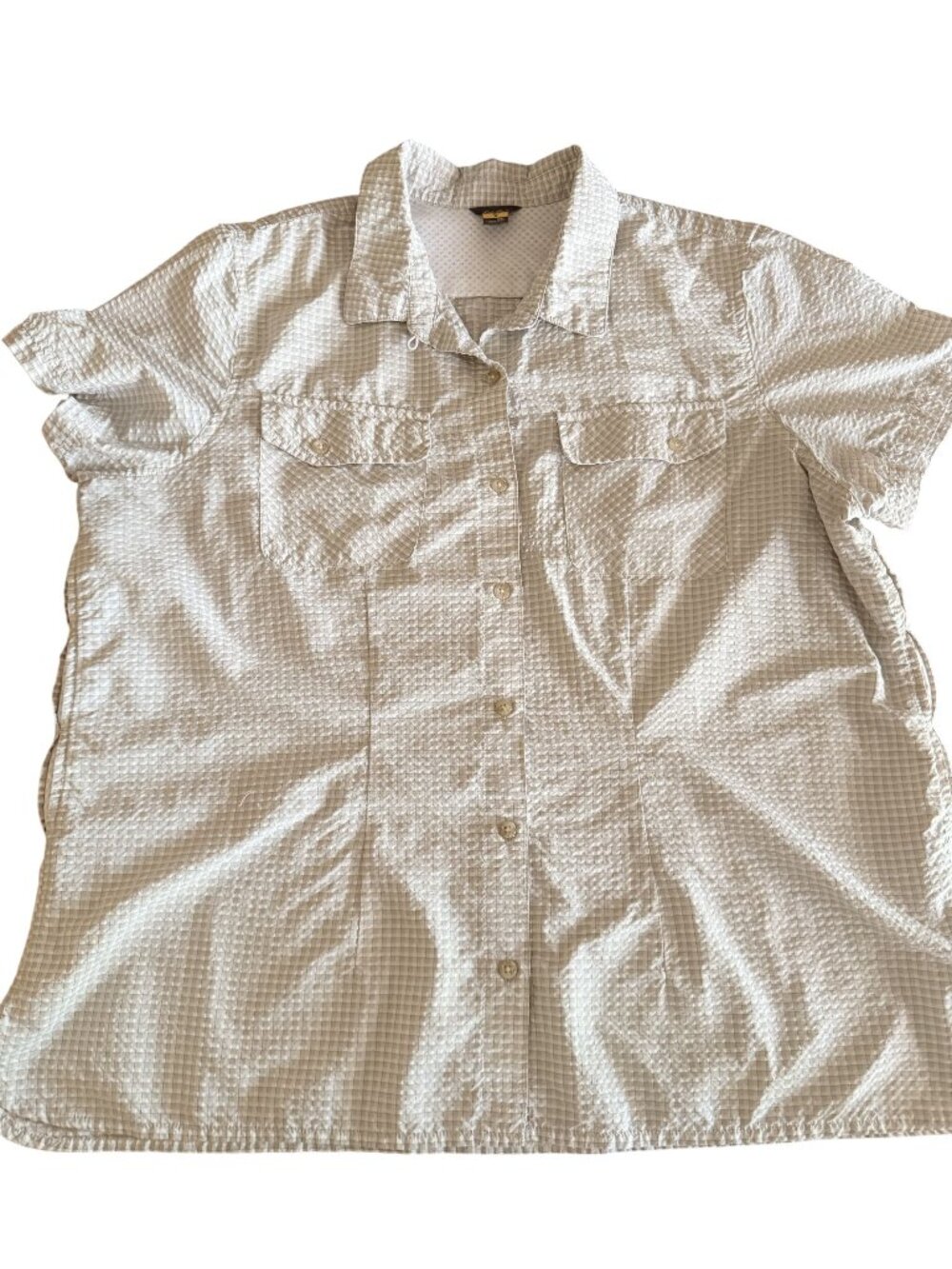 Eddie Bauer Womens 2XL Short Sleeve Button-Down Shirt w/Hidden Side Zip Pocket